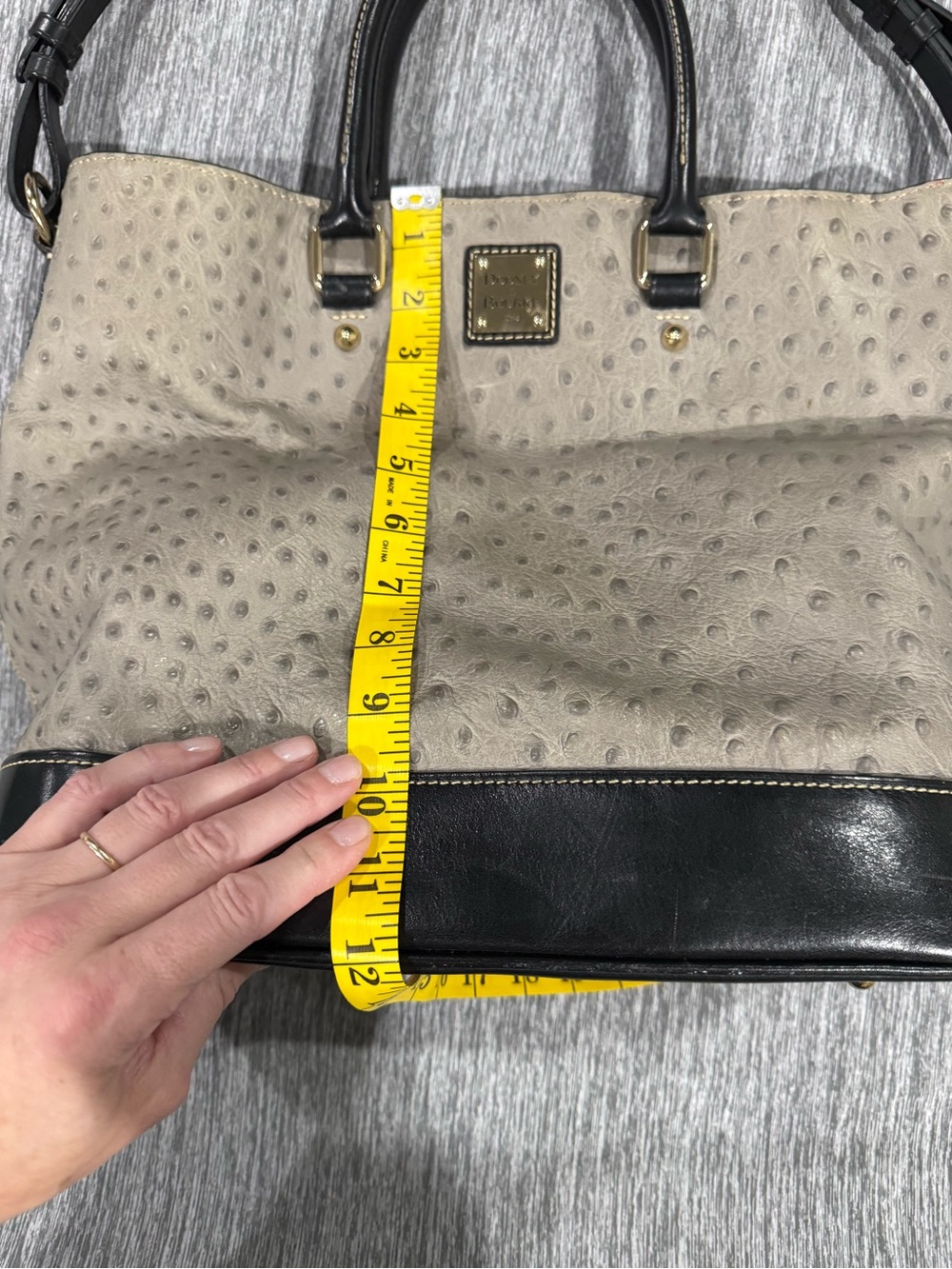 Dooney & Bourke Gray Ostrich-Embossed Chelsea tote - Picture 9 of 12